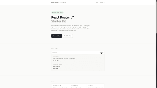 React Router v7 Starter hero section